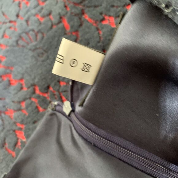 Algo Dress Dress Navy Blue Red Lace Overlay Sleeveless Wool Silk Blend Size P - Picture 11 of 16